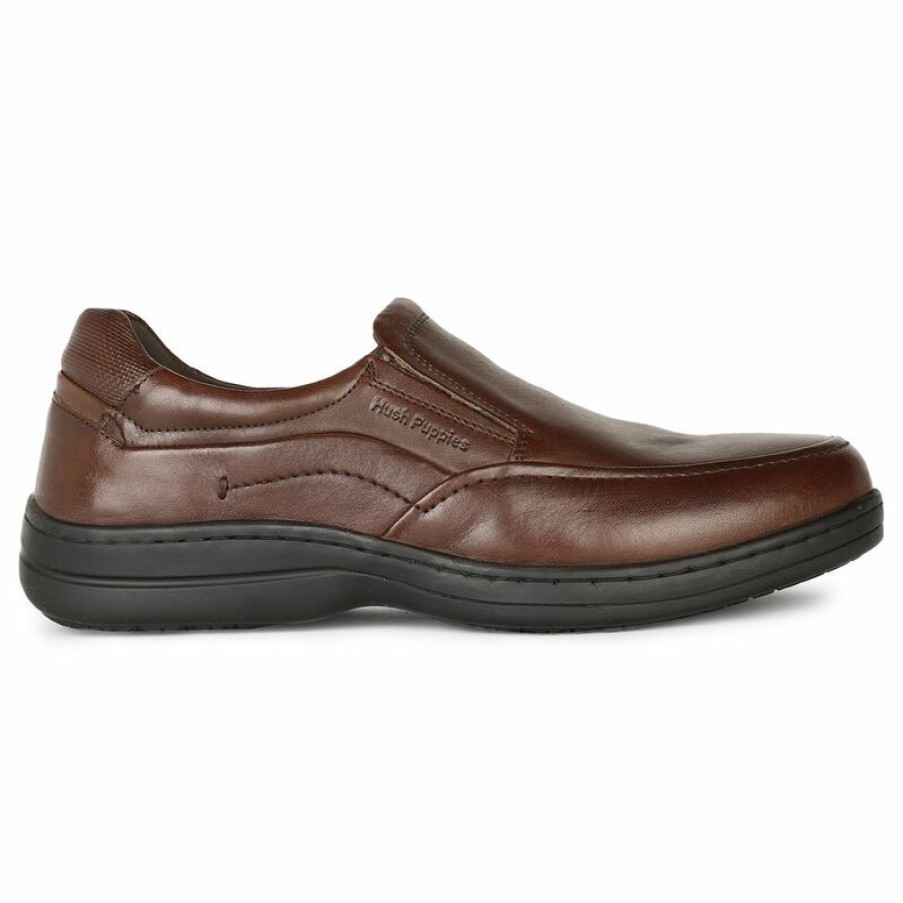 Formal Shoes * | Hush Puppies Brown Slip-On Formal Shoes For Men