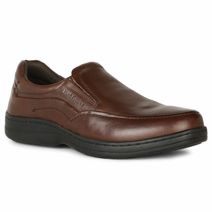 Formal Shoes * | Hush Puppies Brown Slip-On Formal Shoes For Men