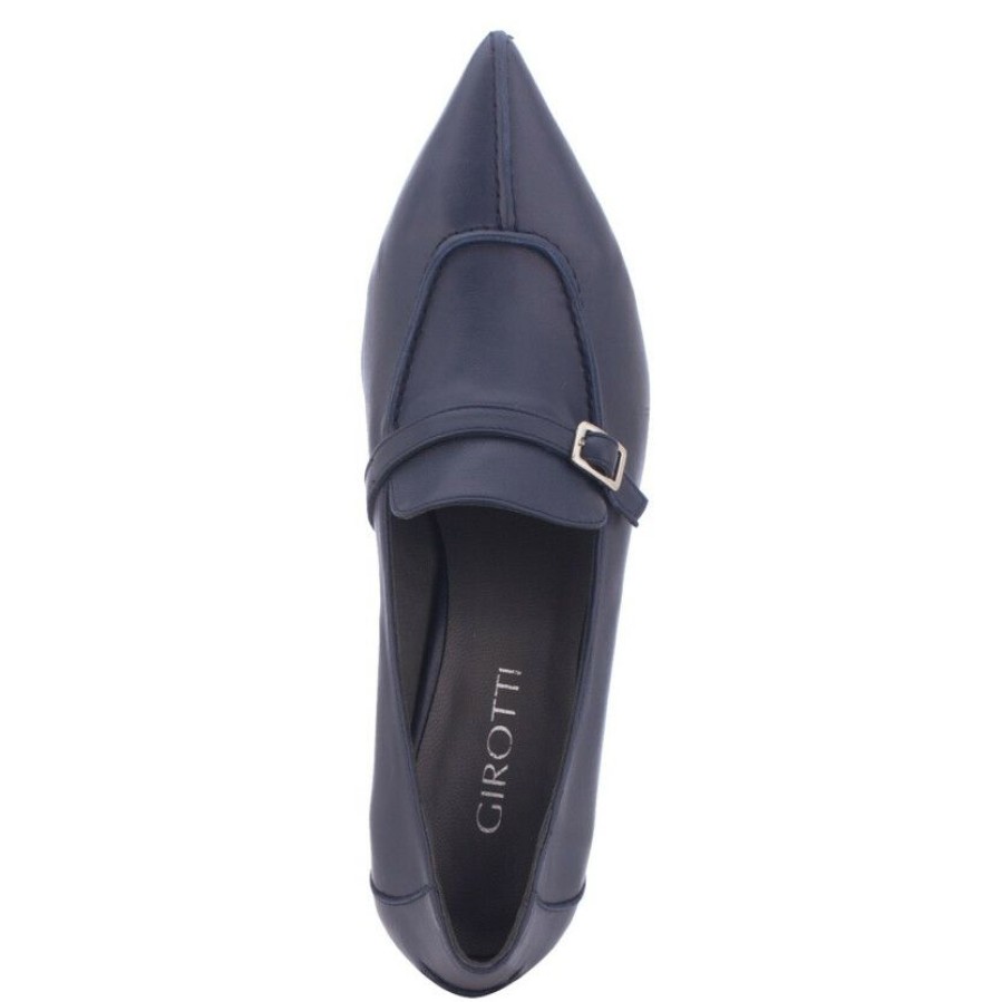 Heels * | Block Heel Pointed Toe Shoes Grazia Deep Blue