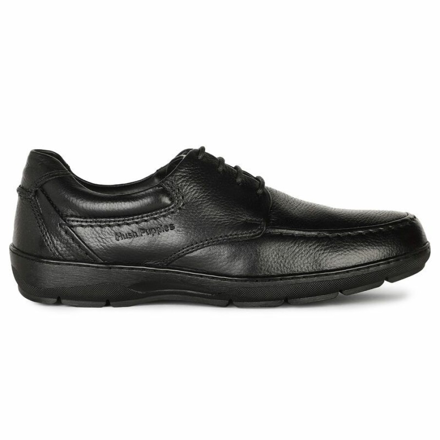 Formal Shoes * | Hush Puppies Black Lace-Up Formal Shoes For Men