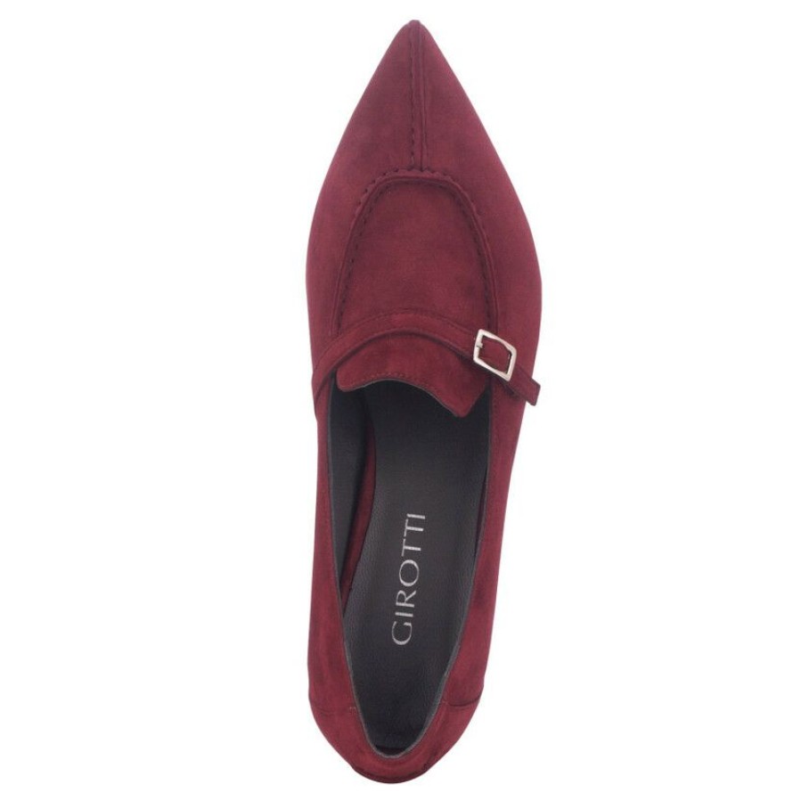 Heels * | Block Heel Pointed Toe Shoes Grazia Suede Burgundy