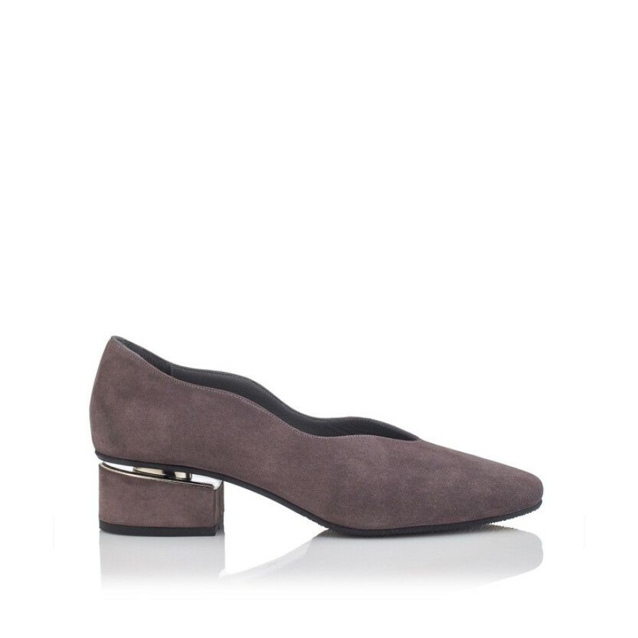 Heels * | Square Toe Block Heel Shoes Carina Suede Grey