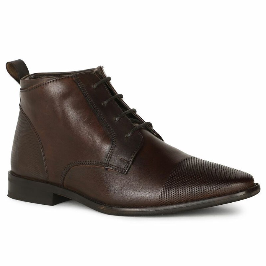 Formal Shoes * | Bata Dark Brown Lace-Up Formal Shoes For Men