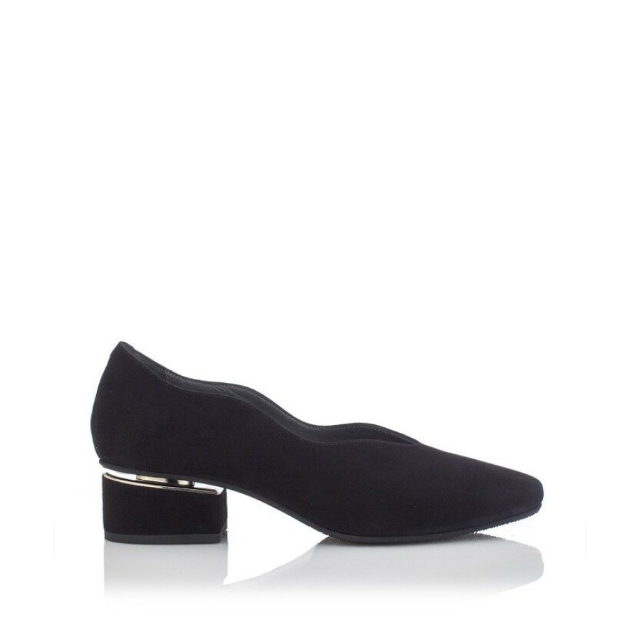 Heels * | Square Toe Block Heel Shoes Carina Suede Black