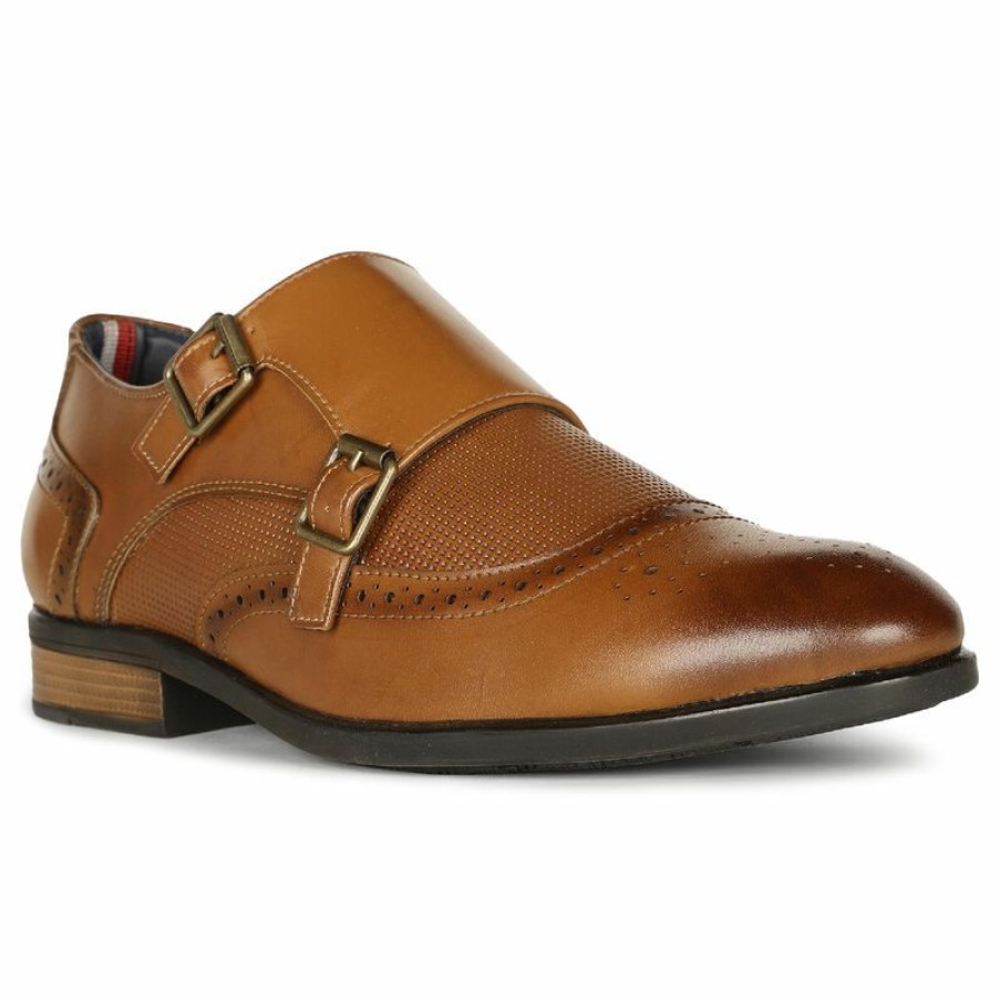 Formal Shoes * | Bata Tan Light Brown Monk Shoes For Men